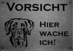 Edelstahl Warnschild Deutsch Kurzhaar VORSICHT Hier wache ich!